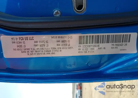 2015 Dodge Dart Sxt из США, поврежденный, VIN 1C3CDFBB7FD266186